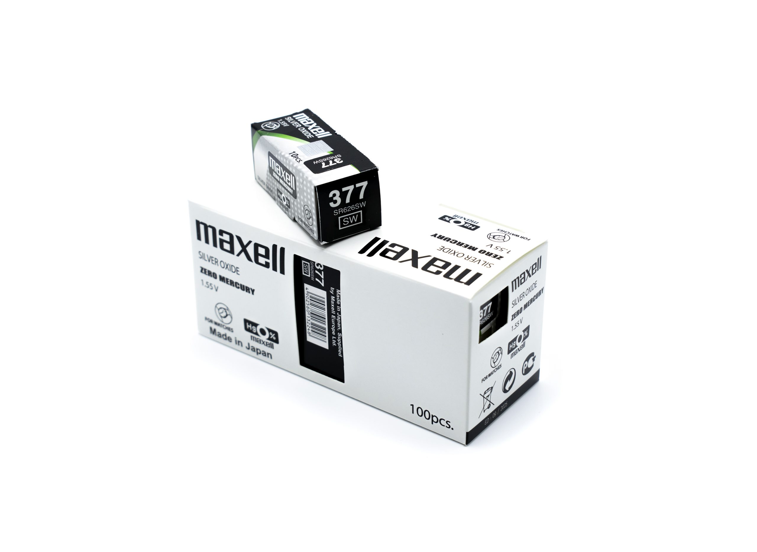Lotto 15 Batterie A Bottone Maxell 377 - SR626SW, Ossido D'Argento, Nuove